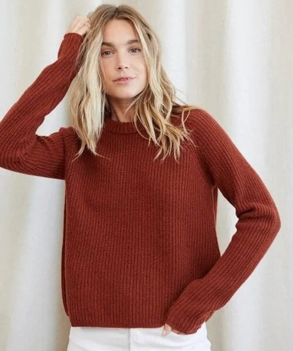 Jenni Kayne Cashmere Crewneck Fisherman Sweater - M